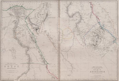 Nile Valley map 1860 Nubia Abyssinia